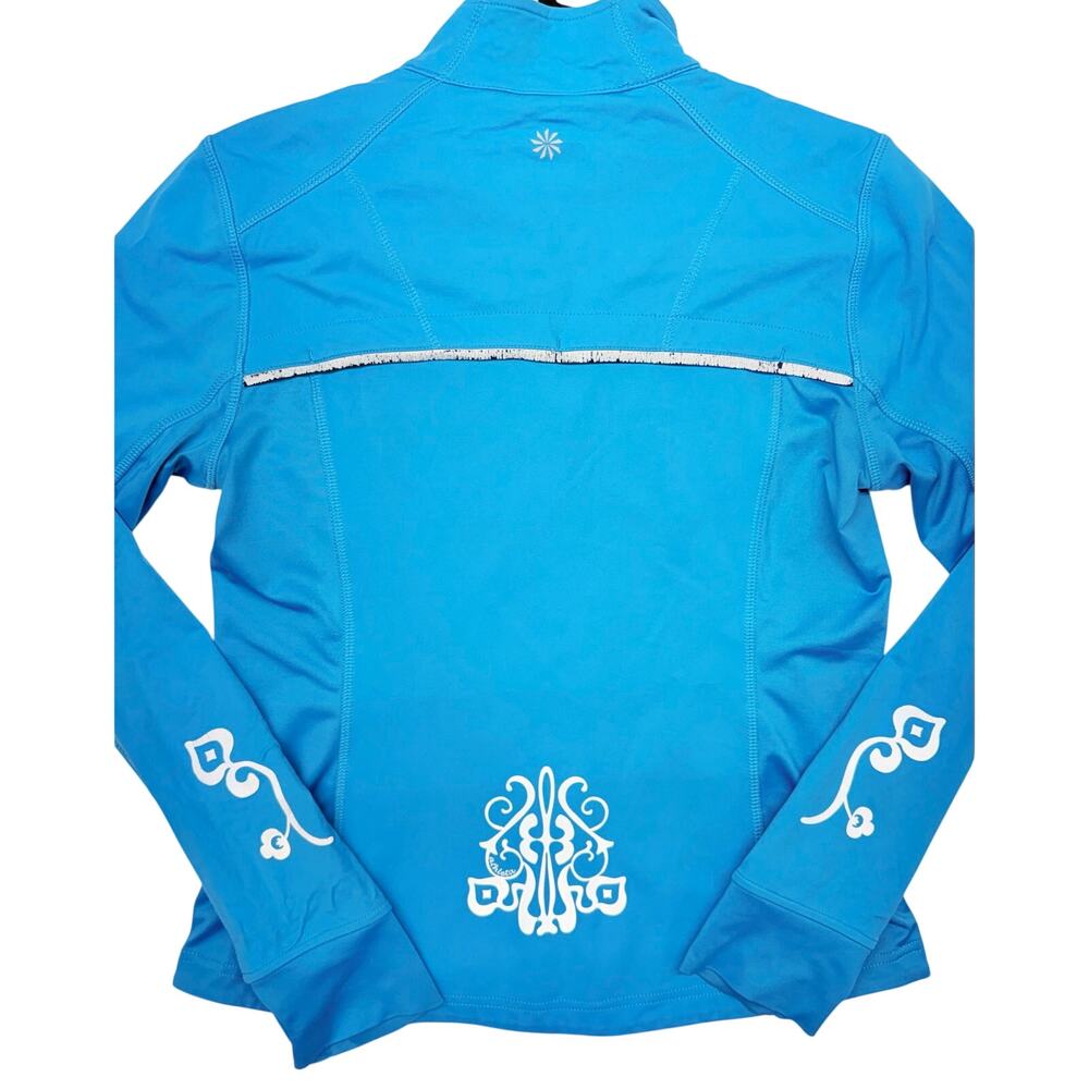 Athleta Women’s Blue Full Zip Running Jacket Thumbholes Reflective Zip Pockets